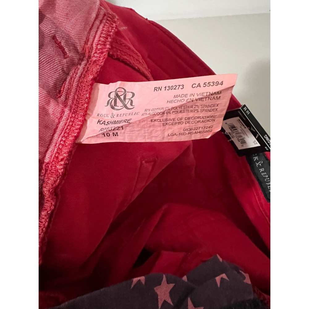 Rock & Republic Red Skinny Zip Pocket Legging Pants Women Size 10 - Picture 9 of 9
